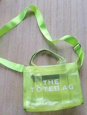 The Tote Bag Neon Green Mesh Clear Y2k Crossbody Shoulder Hand Bag Transparent